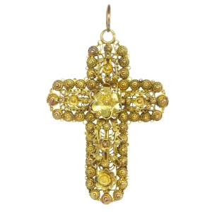 Antique 18K filigree cross pendant